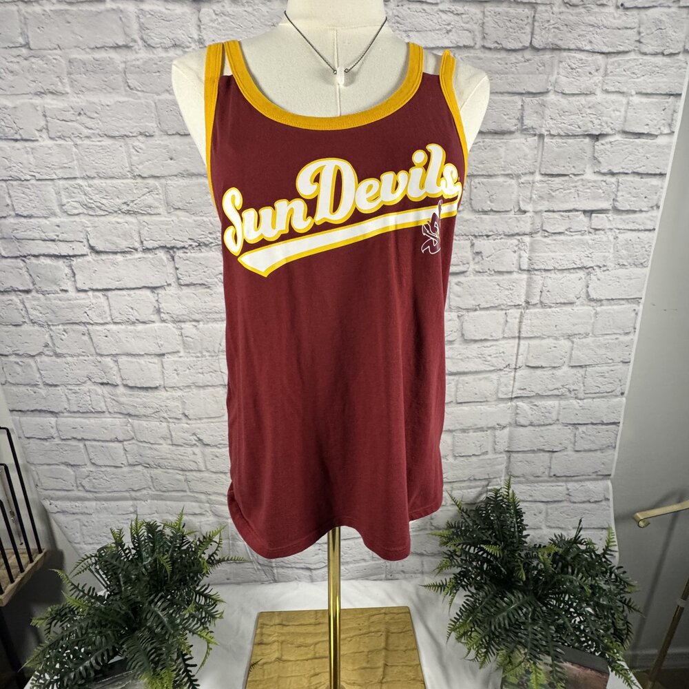 ASU Sun Devils Maroon Gold Racerback Tank Top M Arizona State Game Day